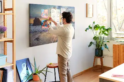 Printed Beach Sunset Cork Board