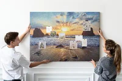 Printed Cork Board Sunset on the beach