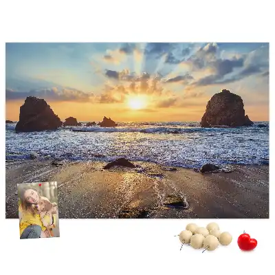 Printed Beach Sunset Cork Board