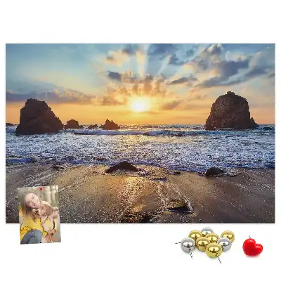 Printed Beach Sunset Cork Board