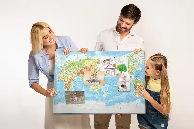 World Map Printed Cork Memo Board