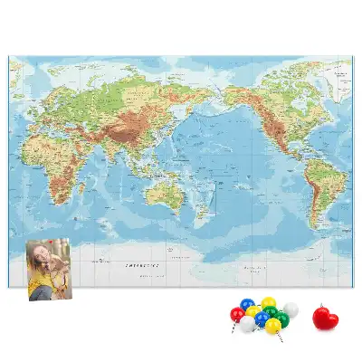 World Map Printed Cork Memo Board