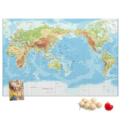 World Map Printed Cork Memo Board
