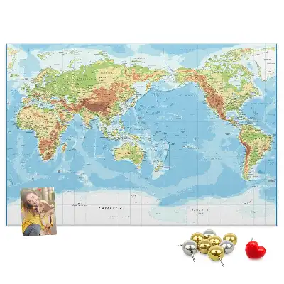 World Map Printed Cork Memo Board