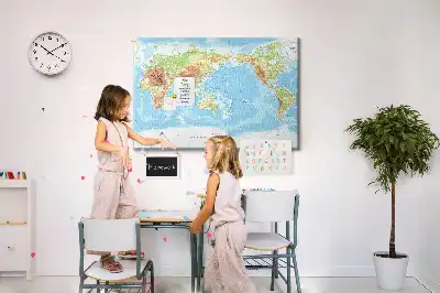 World Map Printed Cork Memo Board