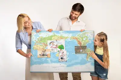 World Map Printed Cork Memo Board
