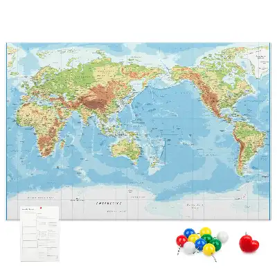 World Map Printed Cork Memo Board