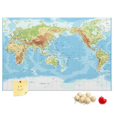World Map Printed Cork Memo Board