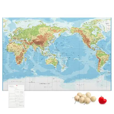 World Map Printed Cork Memo Board