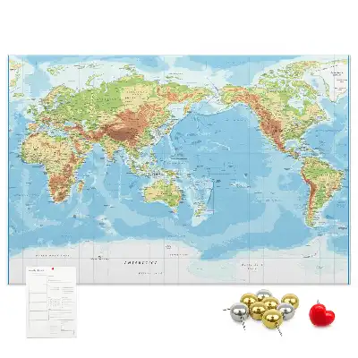 World Map Printed Cork Memo Board