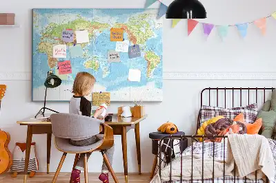 World Map Printed Cork Memo Board