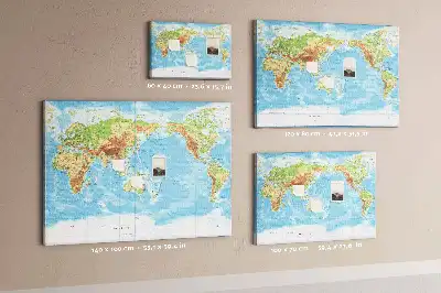 World Map Printed Cork Memo Board