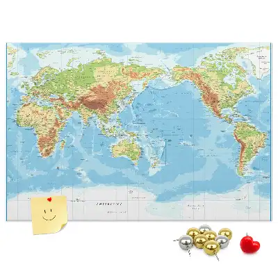 World Map Printed Cork Memo Board