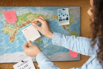 World Map Printed Cork Memo Board