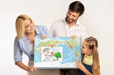 World Map Printed Cork Memo Board