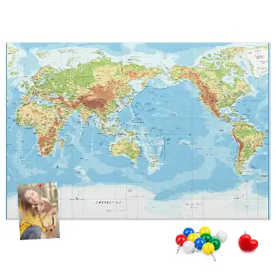 World Map Printed Cork Memo Board