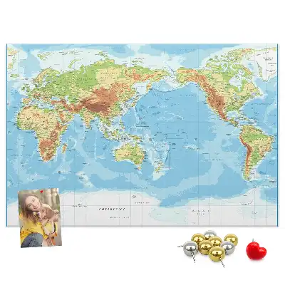 World Map Printed Cork Memo Board