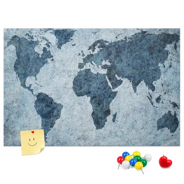 Printed Cork Memo Board World Map
