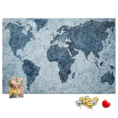 Printed Cork Memo Board World Map
