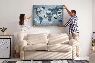 Printed Cork Memo Board World Map
