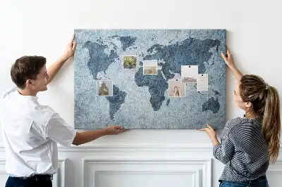 Printed Cork Memo Board World Map