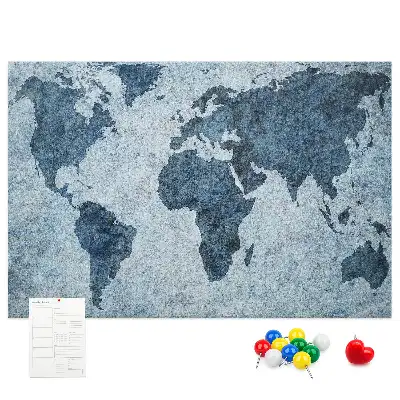 Printed Cork Memo Board World Map
