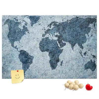 Printed Cork Memo Board World Map