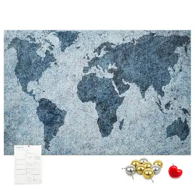 Printed Cork Memo Board World Map