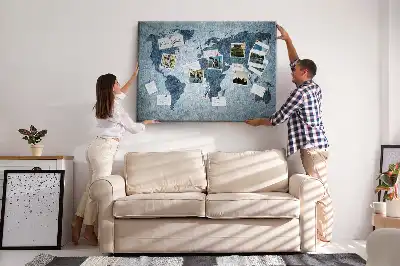Printed Cork Memo Board World Map