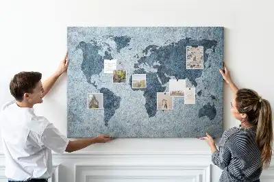 Printed Cork Memo Board World Map