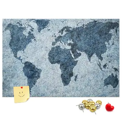 Printed Cork Memo Board World Map