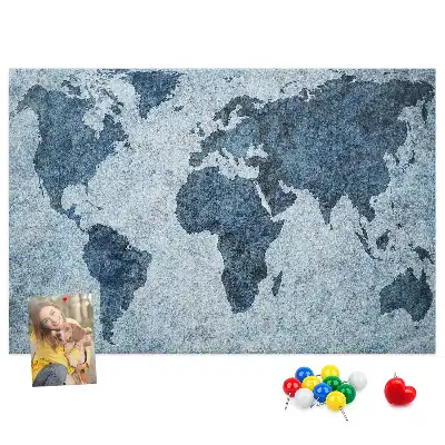 Printed Cork Memo Board World Map