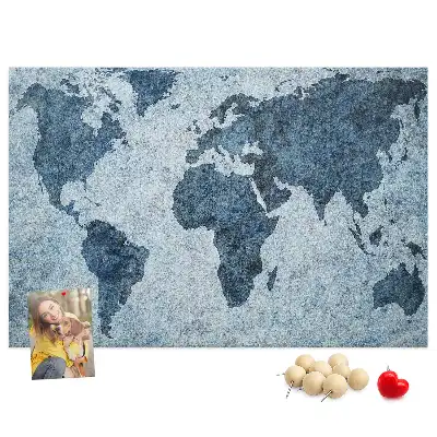 Printed Cork Memo Board World Map