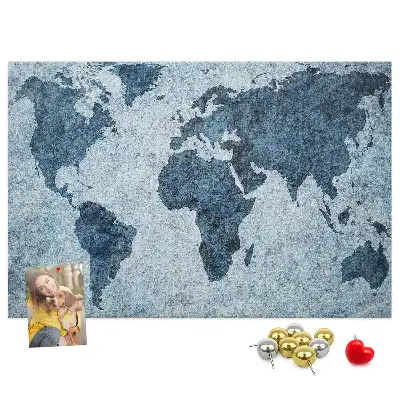 Printed Cork Memo Board World Map