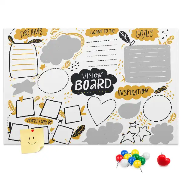 Cork memo board New Year's goals