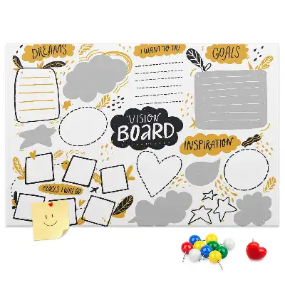 Cork memo board New Year's goals
