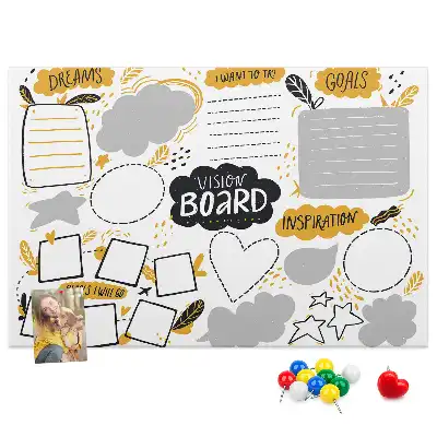 Cork memo board New Year's goals