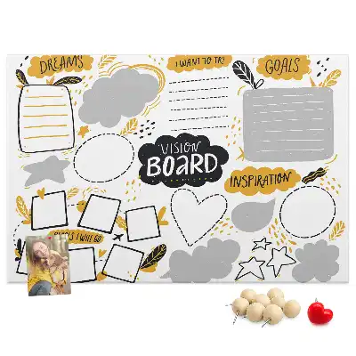 Cork memo board for New Year's goals