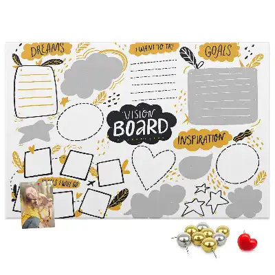 Cork memo board for New Year's goals