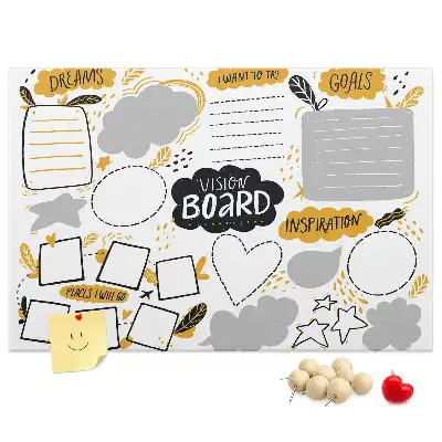 Cork memo board for New Year's goals