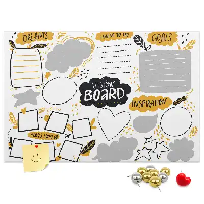 Cork memo board for New Year's goals