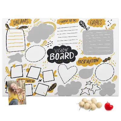 Cork memo board for New Year's goals
