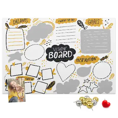 Cork memo board for New Year's goals