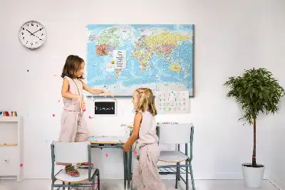 Printed Cork Memo Board Political world map