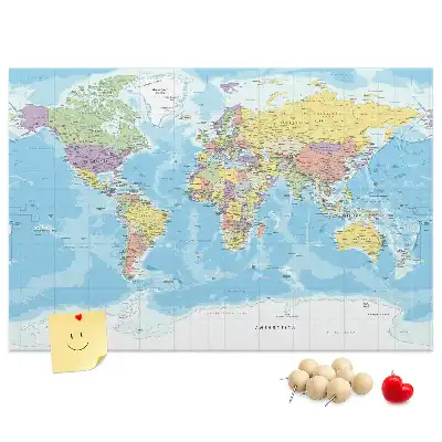 Printed Cork Memo Board Political world map