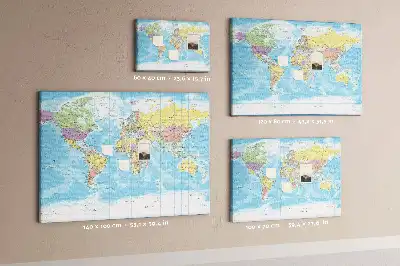 Printed Cork Memo Board Political world map