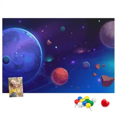 Cork memo board Galaxy planets