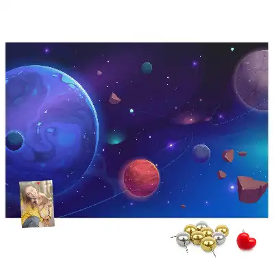 Cork memo board Galaxy planets