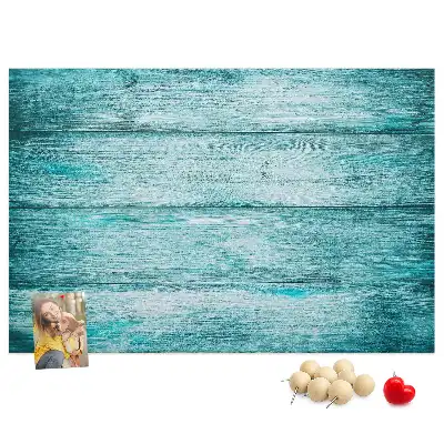 Printed blue old wood cork board