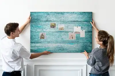 Printed blue old wood cork board